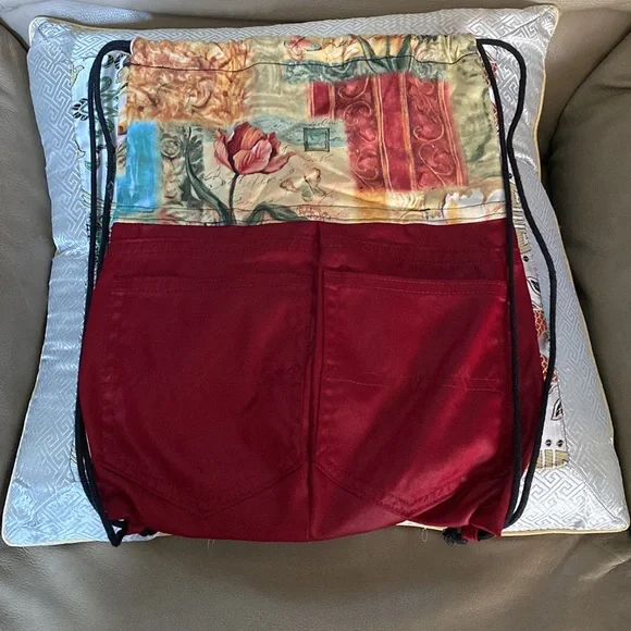 Recycled jeans drawstring backpack bag by helga kerbs - Picture 5 of 7